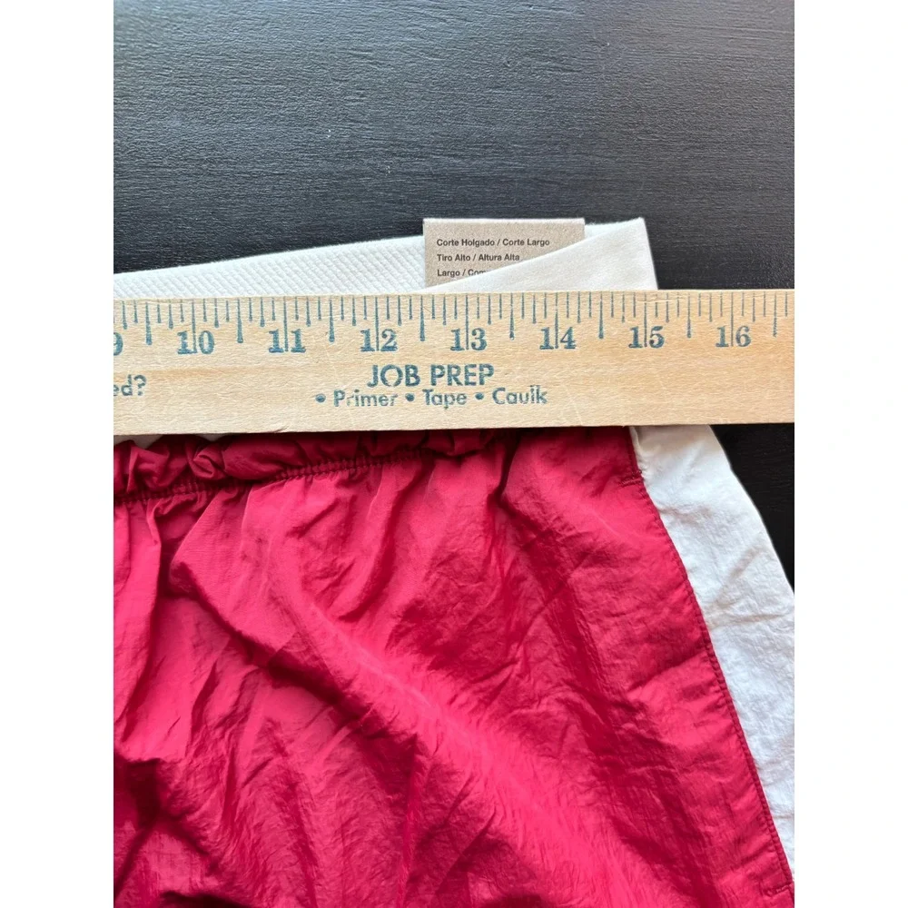 Nike Track Pants Women Medium Red High Rise Loose Fit Side Stripe Sportswear Y2K